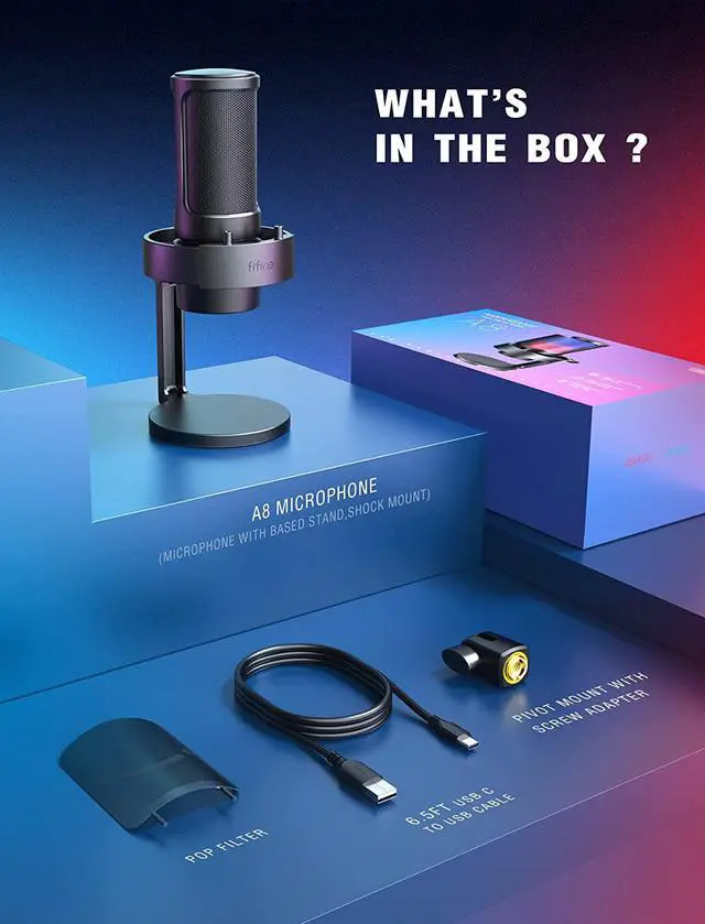 Alt view image 7 of 7 - FIFINE AmpliGame Gaming Microphone, USB PC Mic for Streaming, Podcasts, Recording, Condenser Computer Desktop Mic on Mac/PS4/PS5, with RGB Control, Mute Touch, Headphone Jack, Pop Filter, Stand-A8