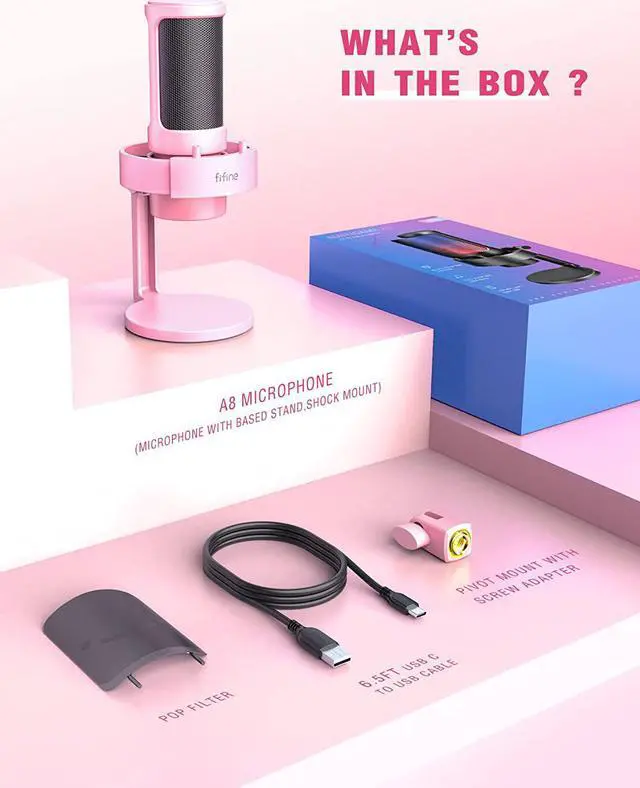 Alt view image 7 of 7 - USB Streaming Gaming Microphone, FIFINE AMPLIGAME PC Condenser Desktop Mic for Video, Home use, YouTube, with RGB Control, Gain Knob, 3.5mm Headphone Jack, Shock Mount, on Computer/PS4/PS5