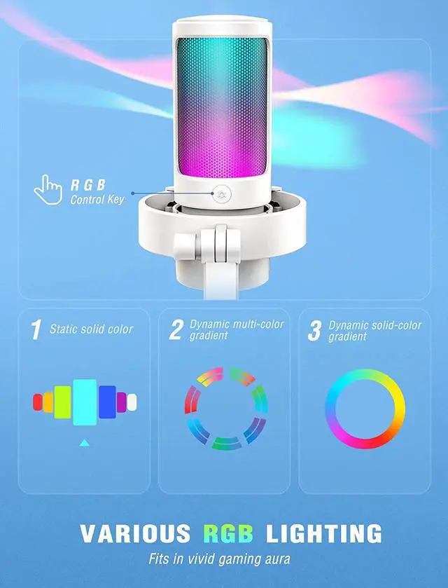 Alt view image 2 of 7 - FIFINE AMPLIGAME Gaming USB PC Computer RGB Microphone for Live Streaming, Meeting, Podcasting, Video, Condenser Mic with Monitoring Headphone Jack, Light Control, for MAC OS/Windows