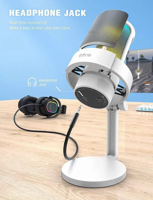 Alt view image 3 of 7 - FIFINE AMPLIGAME Gaming USB PC Computer RGB Microphone for Live Streaming, Meeting, Podcasting, Video, Condenser Mic with Monitoring Headphone Jack, Light Control, for MAC OS/Windows