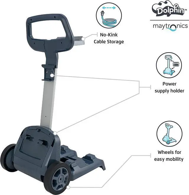 Alt view image 4 of 7 - DOLPHIN Nautilus CC Robotic Pool Vacuum Cleaner with Universal Caddy and Classic Caddy Cover, Ideal for Above and In-Ground Swimming Pools up to 33 Feet