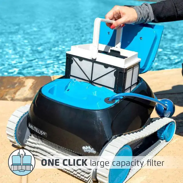 Alt view image 6 of 7 - DOLPHIN Nautilus CC Robotic Pool Vacuum Cleaner with Universal Caddy and Classic Caddy Cover, Ideal for Above and In-Ground Swimming Pools up to 33 Feet