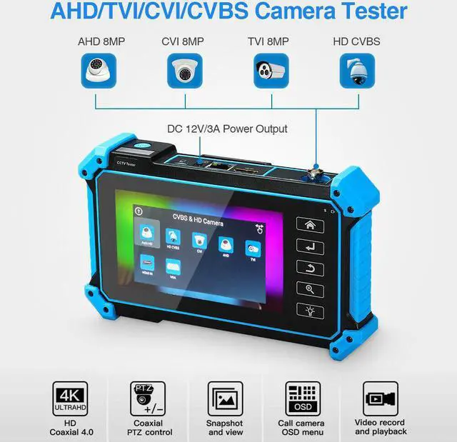 Alt view image 5 of 7 - 5" HD 8MP IP CCTV Camera Tester AHD CVI TVI Security Monitor Test 4K H.265 Video