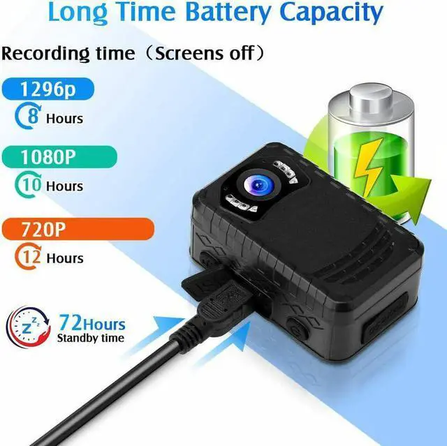 Alt view image 5 of 7 - BOBLOV Mini Body Camera FHD 1296P up to 256GB Police Camera for Daily Protection