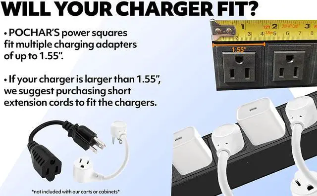 Alt view image 7 of 7 - Fully Assembled 30 Unit Multi Device Charging Station for Chromebook, iPad, 14'' Laptop - Pre Built Computer Charging Cart with Charger Cable Management, Circuit Breaker, Grounding Protection