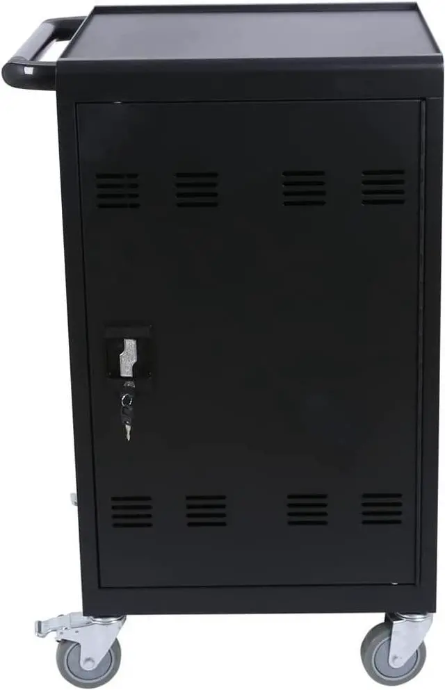 Alt view image 5 of 6 - Charging Cart, 36 Device Mobile Charging Station for Tablet Up to 16-inch Screen Size, Laptop Storage Rack for Multiple Laptops, with Cord Organizer, Front and Back Access Locking Cabinet Black