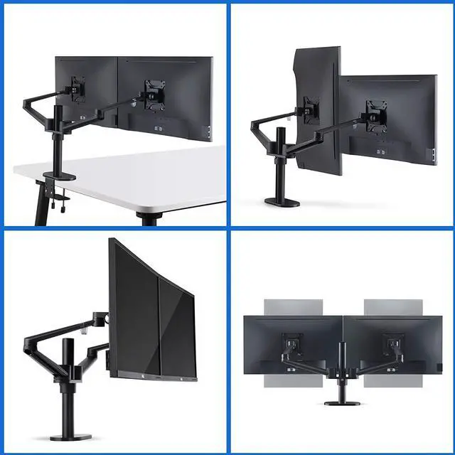 Alt view image 4 of 6 - Height Adjustable 3 in 1 Laptop Monitor Stand Compatible with 13 to 17.3 inch Laptop, Hold 2 Monitors 11 to 27 inch with Vesa, Monitor Desk Stand arm Riser Mount Stand Workstation (Black)