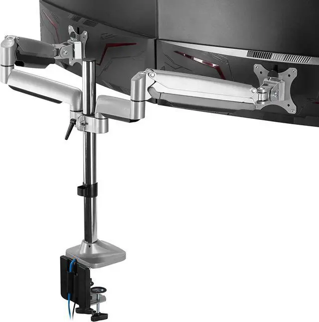 Main image of Dual 13"-32" Monitor Arm Desk Mount fits Two Flat/Curved Monitor Full Motion Height Swivel Tilt Rotation Adjustable Monitor Arm - Extra Tall Pole/VESA/C-Clamp/Grommet/Cable Management