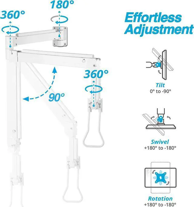 Alt view image 4 of 6 - Medical Grade 17.6 lbs Monitor Wall Mount - Mounts Ultrawide Monitor on 74" Long Extension Full Motion Height Adjustable Arm - for Healthcare and Maintenance Area