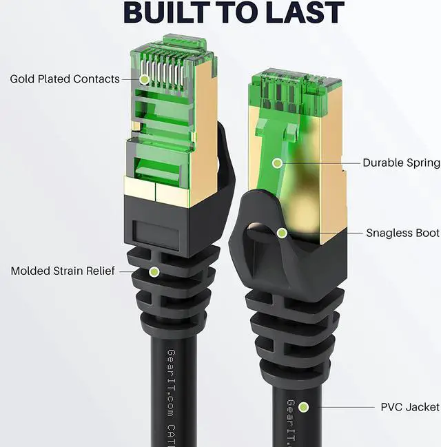 Alt view image 2 of 7 - Cat7 Outdoor Ethernet Cable (100ft) SFTP Shielded Foil Twisted Pair, Pure Copper, LLDPE, Waterproof, Direct Burial, In-Ground, UV Resistant, POE, Network, LAN, Internet, Cat 7-100 Feet