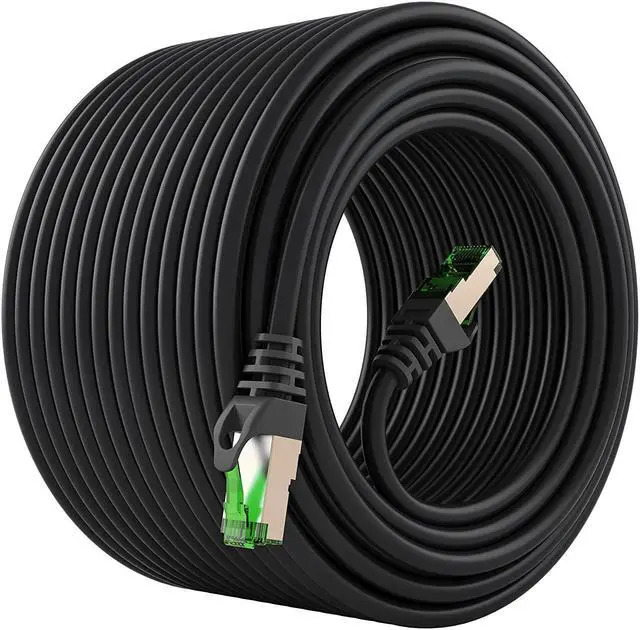 Main image of Cat7 Outdoor Ethernet Cable (200ft) SFTP Shielded Foil Twisted Pair, Pure Copper, LLDPE, Waterproof, Direct Burial, In-Ground, UV Resistant, POE, Network, LAN, Internet, Cat 7-200 Feet