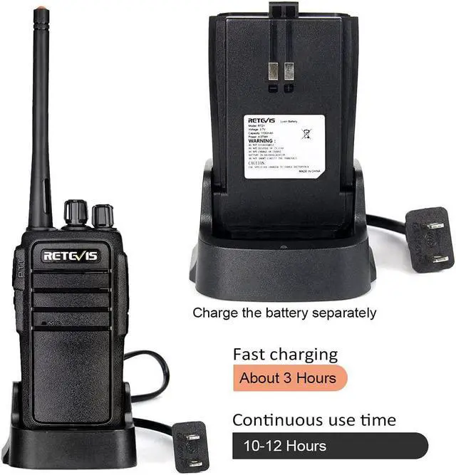 Alt view image 5 of 6 - Case of 10,Two Way Radios Long Range Rechargeable, Heavy Duty Walkie Talkies for Adults, VOX Security Handfree 2 Way Radios with Earpiece, for Commercial Organization