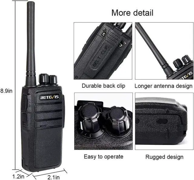 Alt view image 3 of 6 - Case of 10,Two Way Radios Long Range Rechargeable, Heavy Duty Walkie Talkies for Adults, VOX Security Handfree 2 Way Radios with Earpiece, for Commercial Organization