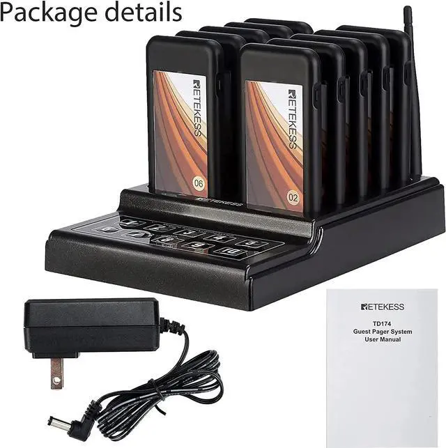 Alt view image 6 of 7 - Restaurant Pager System, Long Working Distance Pager, Restaurant Waiting Buzzers,10 Guest Pagers for Food Truck, Restaurant, Food Court