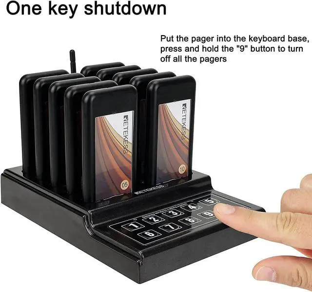 Alt view image 2 of 7 - Restaurant Pager System, Long Working Distance Pager, Restaurant Waiting Buzzers,10 Guest Pagers for Food Truck, Restaurant, Food Court