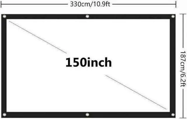 Alt view image 2 of 7 - 150-in Portable Foldable Projector Screen 16:9 HD Outdoor Home Cinema Theater 3D Movie