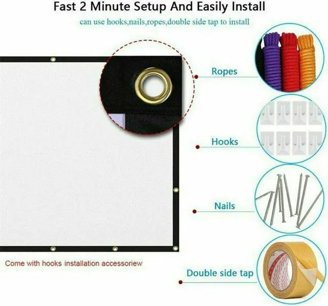 Alt view image 6 of 7 - 150-in Portable Foldable Projector Screen 16:9 HD Outdoor Home Cinema Theater 3D Movie