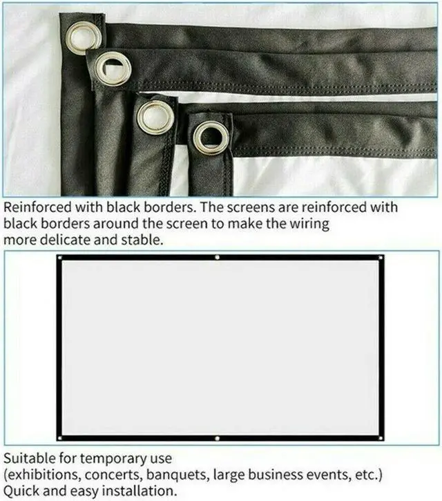 Alt view image 5 of 7 - 150-in Portable Foldable Projector Screen 16:9 HD Outdoor Home Cinema Theater 3D Movie