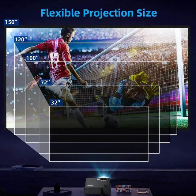 Alt view image 4 of 7 - Projector 23000 Lumens 1080P 3D LED 4K Mini WiFi Video Home Theater Cinema HDMI w/wifi