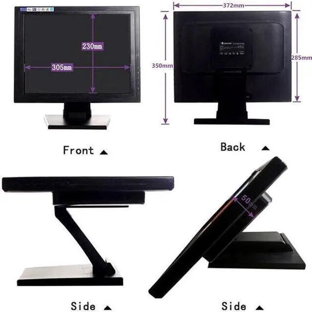 Alt view image 4 of 5 - POS 15" Inch Touch Screen LED TouchScreen Monitor Retail Kiosk Restaurant Bar