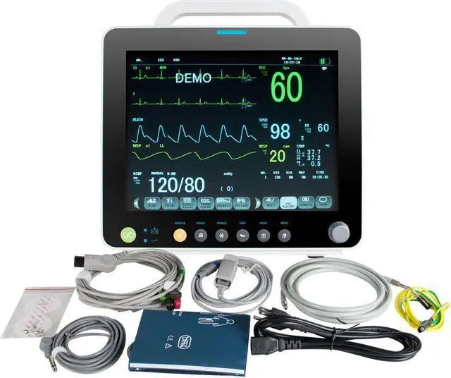 Alt view image 5 of 5 - 12'' Portable Multi-parameter Vital Sign Patient Monitor ECG NIBP RESP TEMP PR