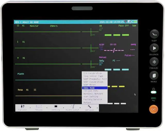 Alt view image 4 of 6 - 8" Medical Portable Patient Monitor ICU Vital Signs ECG NIBP RESP TEMP SPO2 HR