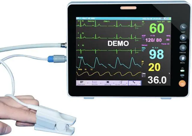 Alt view image 2 of 6 - 8" Medical Portable Patient Monitor ICU Vital Signs ECG NIBP RESP TEMP SPO2 HR