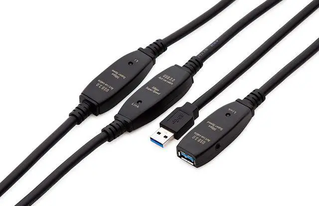 Alt view image 2 of 5 - 100 Feet Active USB Extension Cable 3.0 Male to Female with 3 Extension chipsets Signal Booster - Active Extension/Repeater Cord 30 Meters / 100 Feet (AC Power Supply Included)