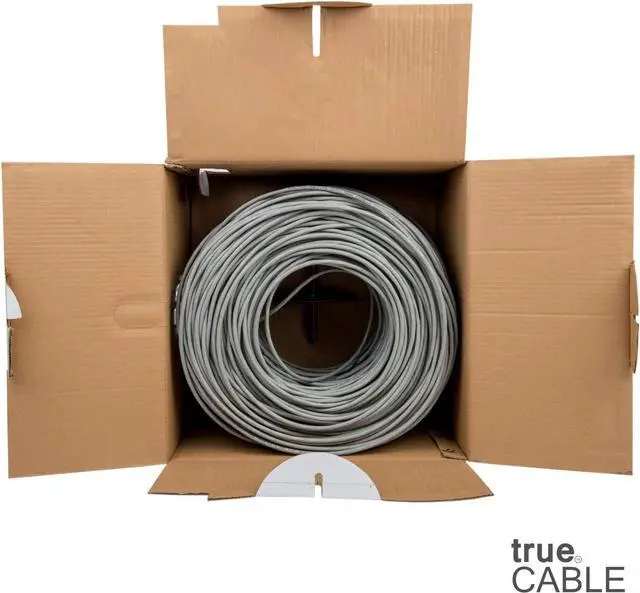 Alt view image 3 of 5 - Cat6 Plenum (CMP), 1000ft, Gray, 23AWG 4 Pair Solid Bare Copper, 550MHz, PoE++ (4PPoE), ETL Listed, Unshielded Twisted Pair (UTP), Bulk Ethernet Cable