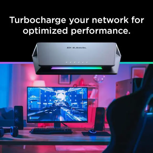 Alt view image 2 of 6 - D-Link 6-Port 10GB & 2.5GB Unmanaged Gaming Switch with 1 x 10G, 5 x 2.5G - RGB Lights, Multi-Gig, Network, Fanless, Plug & Play