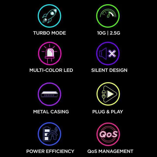 Alt view image 5 of 6 - D-Link 6-Port 10GB & 2.5GB Unmanaged Gaming Switch with 1 x 10G, 5 x 2.5G - RGB Lights, Multi-Gig, Network, Fanless, Plug & Play