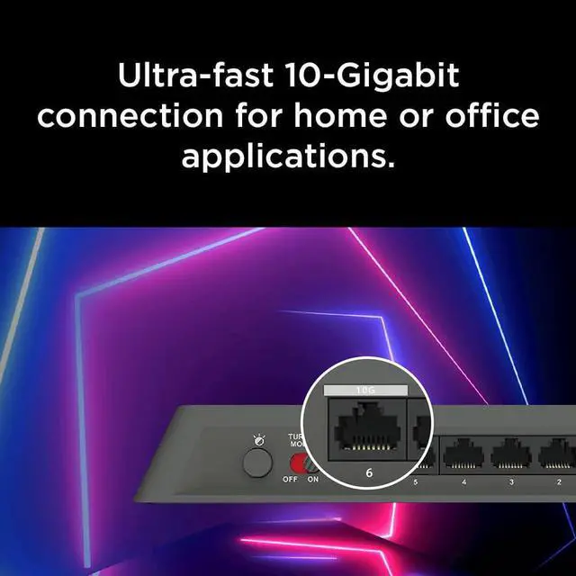 Alt view image 3 of 6 - D-Link 6-Port 10GB & 2.5GB Unmanaged Gaming Switch with 1 x 10G, 5 x 2.5G - RGB Lights, Multi-Gig, Network, Fanless, Plug & Play