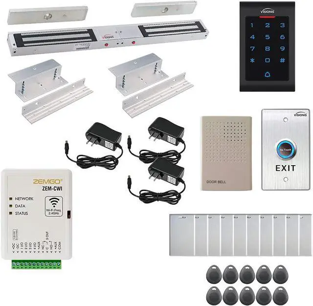 Main image of Smart Mobile WiFi Controller for Access Control with Android + Apple App, Web Browser + Smartphone Remote Viewing, Inswinging Door 600lbs Double Maglock, Indoor Keypad/Reader Kit