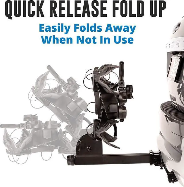 Alt view image 6 of 7 - Electric Bike Hitch Rack - 2 Ebike Rack Fits Fat Tire, Mountain Bike, Standard Bicycles - 65lbs per Bike - Patented Anti-Wobble - Cars & SUV - Tilt Down/Fold Up Platform - Not for RV