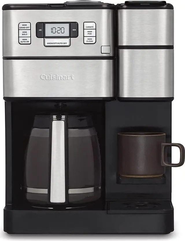 Alt view image 2 of 6 - Cuisinart Coffee Center Grind and Brew Plus, Built-in Coffee Grinder, Coffeemaker and Single-Serve Brewer with 6oz, 8oz and 10oz Serving Size, Black/Silver - SS-GB1