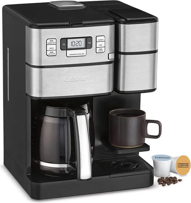 Main image of Cuisinart Coffee Center Grind and Brew Plus, Built-in Coffee Grinder, Coffeemaker and Single-Serve Brewer with 6oz, 8oz and 10oz Serving Size, Black/Silver - SS-GB1
