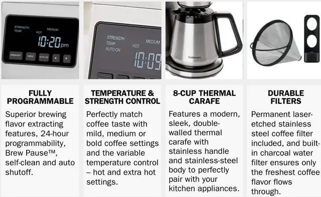 Alt view image 5 of 5 - Cuisinart PurePrecision 8-Cup Pour-Over Coffee Brewer w Thermal Carafe CPO-850