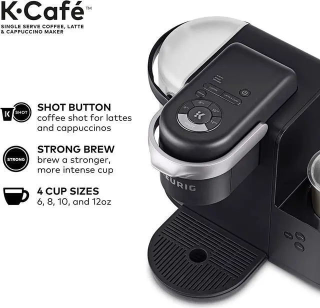 Alt view image 5 of 7 - Keurig K-Cafe Single-Serve K-Cup Coffee Maker, Latte Maker and Cappuccino Maker, Comes with Dishwasher Safe Milk Frother, Coffee Shot Capability, Compatible With all Keurig K-Cup Pods, Dark Charcoal