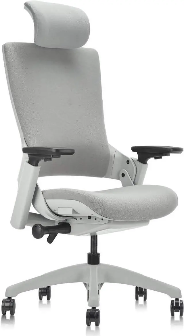 Main image of Ergonomic High Swivel Executive Chair with Adjustable Height Head 3D Arm Rest Lumbar Support and Upholstered Back for Home Office Gray
