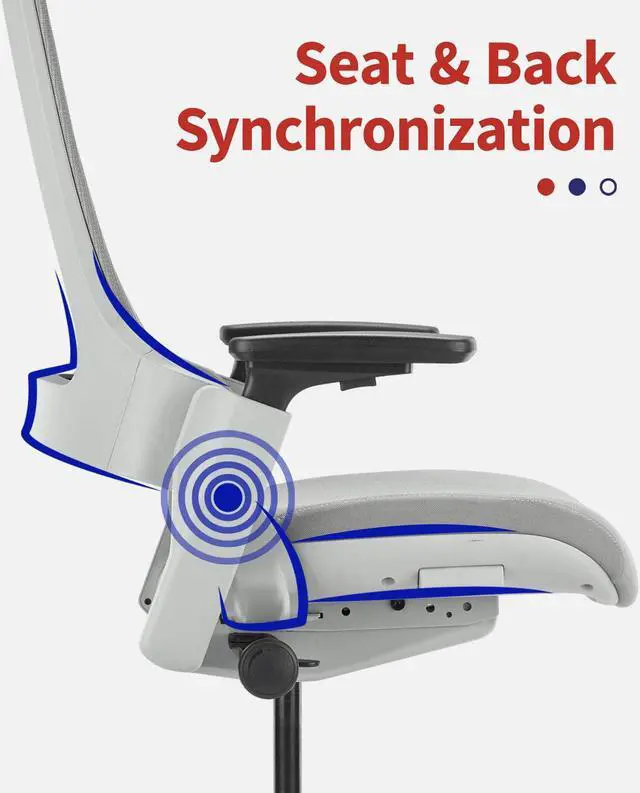 Alt view image 4 of 7 - Ergonomic High Swivel Executive Chair with Adjustable Height Head 3D Arm Rest Lumbar Support and Upholstered Back for Home Office Gray