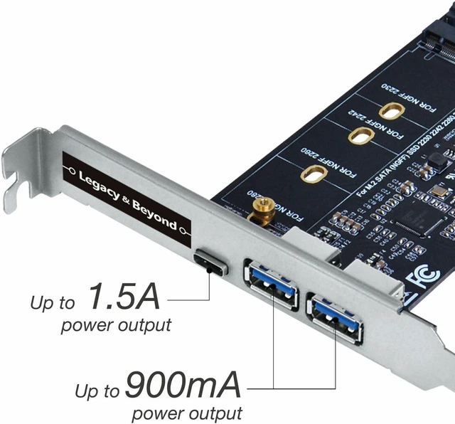 Alt view image 2 of 5 - SIIG USB 3.0 Type-C & Type-A 3-Port PCIe Card with M.2 SATA SSD Adapter