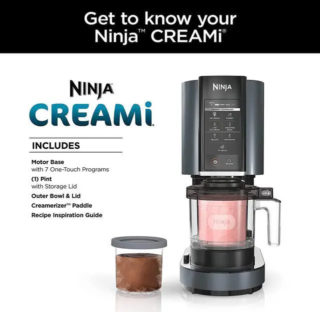 Alt view image 2 of 7 - Ninja CREAMi Ice Cream Maker, for Gelato, Mix-ins, Milkshakes, Sorbet, Smoothie Bowls & More, 7 One-Touch Programs, with (1) Pint Container & Lid, Compact Size, Perfect for Kids, Matte Black