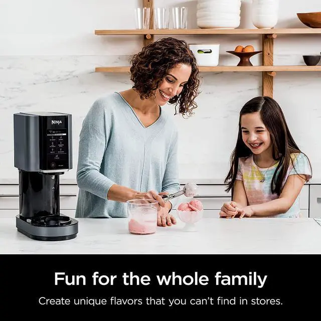 Alt view image 5 of 7 - Ninja CREAMi Ice Cream Maker, for Gelato, Mix-ins, Milkshakes, Sorbet, Smoothie Bowls & More, 7 One-Touch Programs, with (1) Pint Container & Lid, Compact Size, Perfect for Kids, Matte Black
