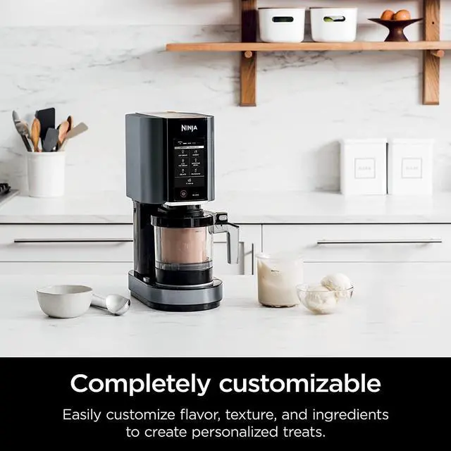 Alt view image 4 of 7 - Ninja CREAMi Ice Cream Maker, for Gelato, Mix-ins, Milkshakes, Sorbet, Smoothie Bowls & More, 7 One-Touch Programs, with (1) Pint Container & Lid, Compact Size, Perfect for Kids, Matte Black