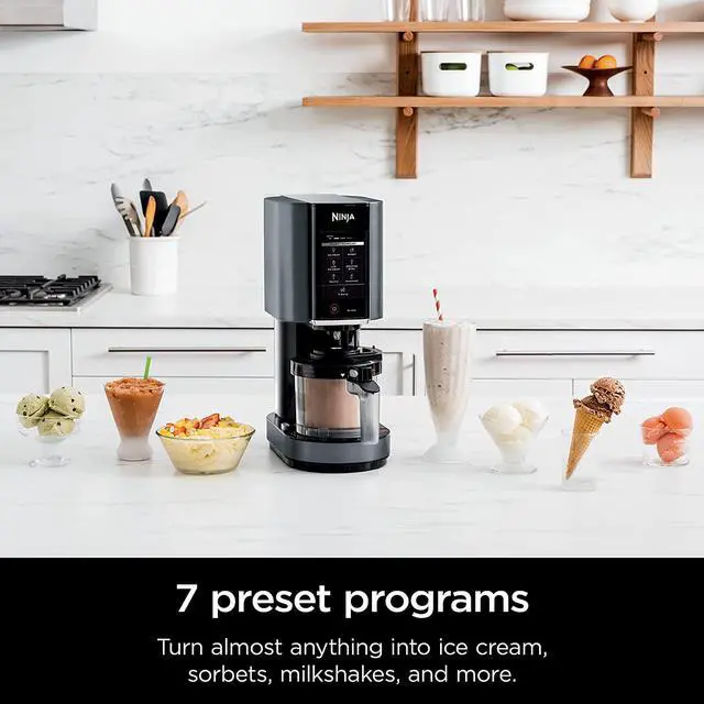 Alt view image 3 of 7 - Ninja CREAMi Ice Cream Maker, for Gelato, Mix-ins, Milkshakes, Sorbet, Smoothie Bowls & More, 7 One-Touch Programs, with (1) Pint Container & Lid, Compact Size, Perfect for Kids, Matte Black