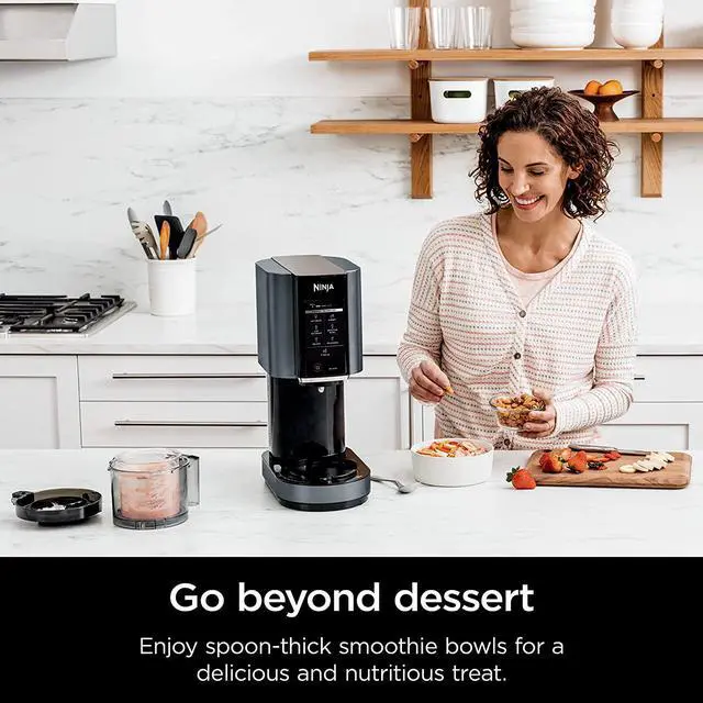 Alt view image 7 of 7 - Ninja CREAMi Ice Cream Maker, for Gelato, Mix-ins, Milkshakes, Sorbet, Smoothie Bowls & More, 7 One-Touch Programs, with (1) Pint Container & Lid, Compact Size, Perfect for Kids, Matte Black