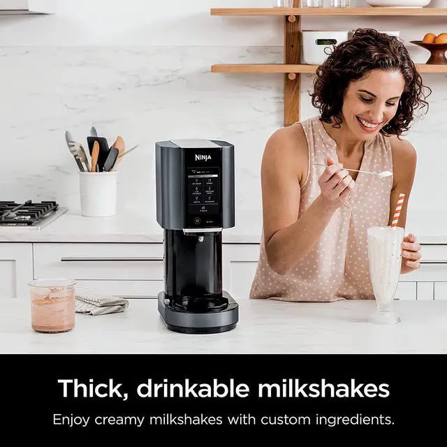 Alt view image 6 of 7 - Ninja CREAMi Ice Cream Maker, for Gelato, Mix-ins, Milkshakes, Sorbet, Smoothie Bowls & More, 7 One-Touch Programs, with (1) Pint Container & Lid, Compact Size, Perfect for Kids, Matte Black