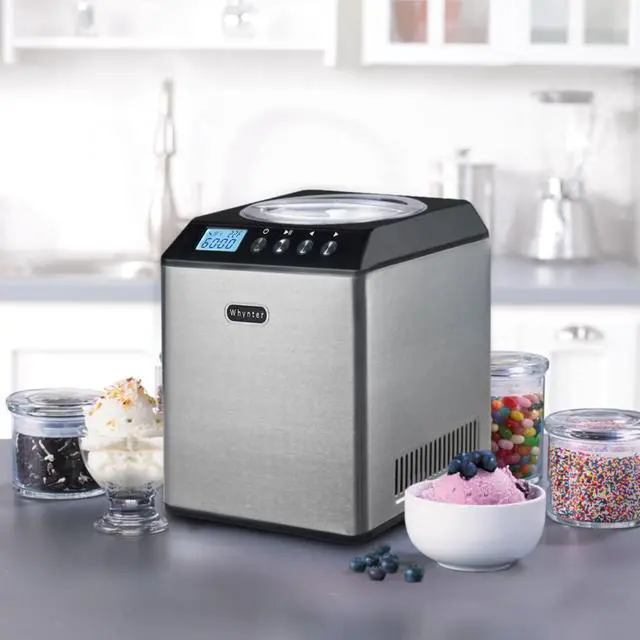 Alt view image 5 of 5 - Whynter Upright Automatic Ice Cream Maker 2 Quart Capacity Built-in Compressor, no pre-Freezing, LCD Digital Display, Timer, Stainless Steel Mixing Bowl, 2.1