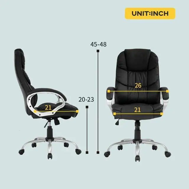 Alt view image 6 of 7 - High Back Leather Office Chair Executive Office Desk Task Computer Chair