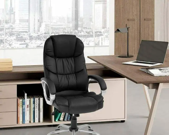 Alt view image 7 of 7 - High Back Leather Office Chair Executive Office Desk Task Computer Chair